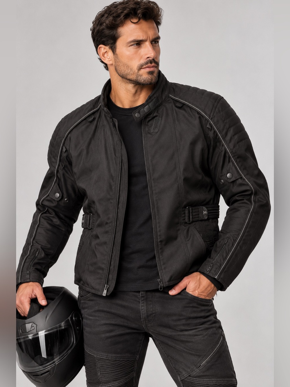 Fieldsheer Black Motorcycle Riding Jacket Armored Moto Biker Racing inside liner